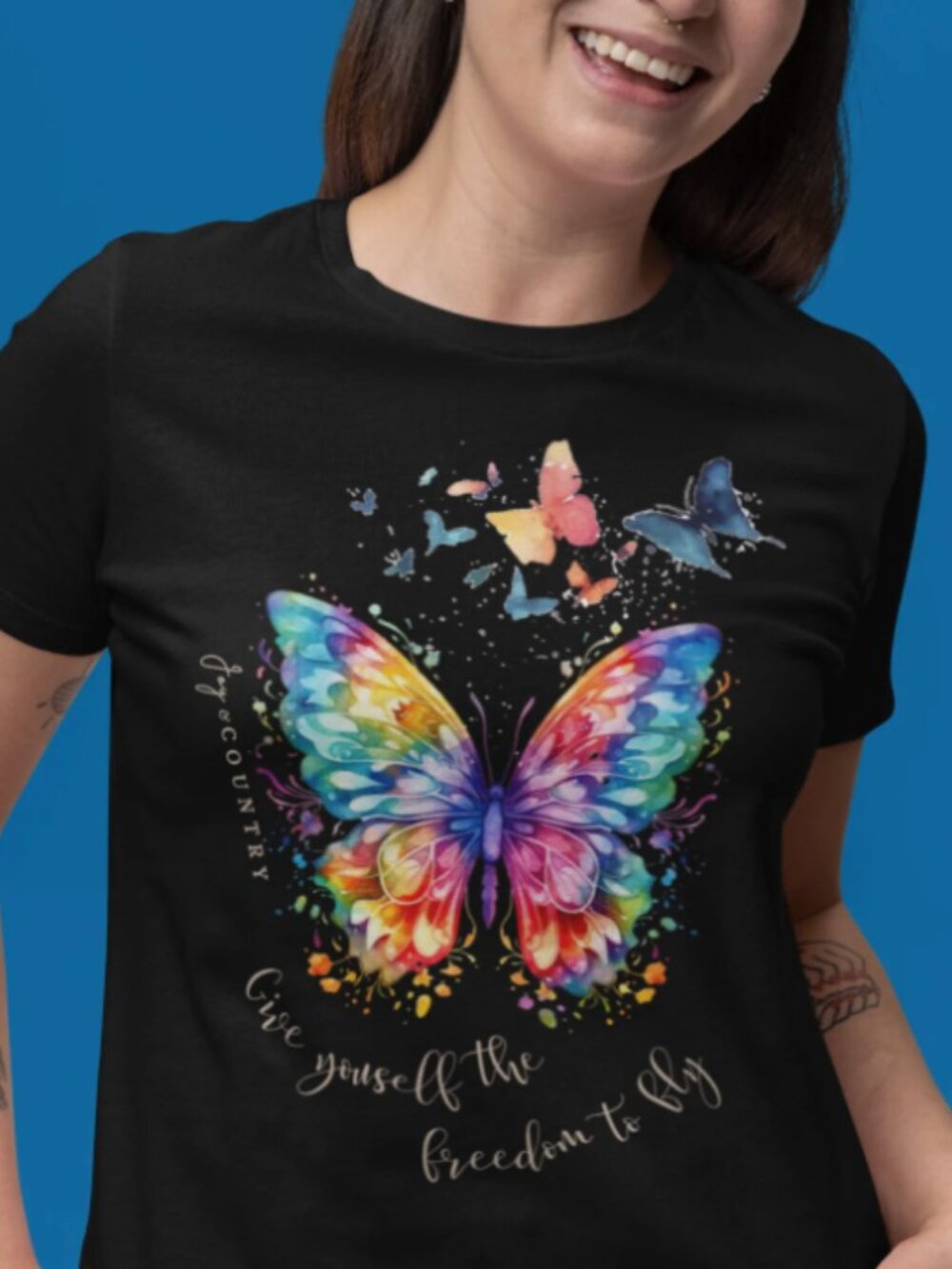 Give Yourself The Freedom To Fly - Butterflies - Unisex Crew-Neck Tee